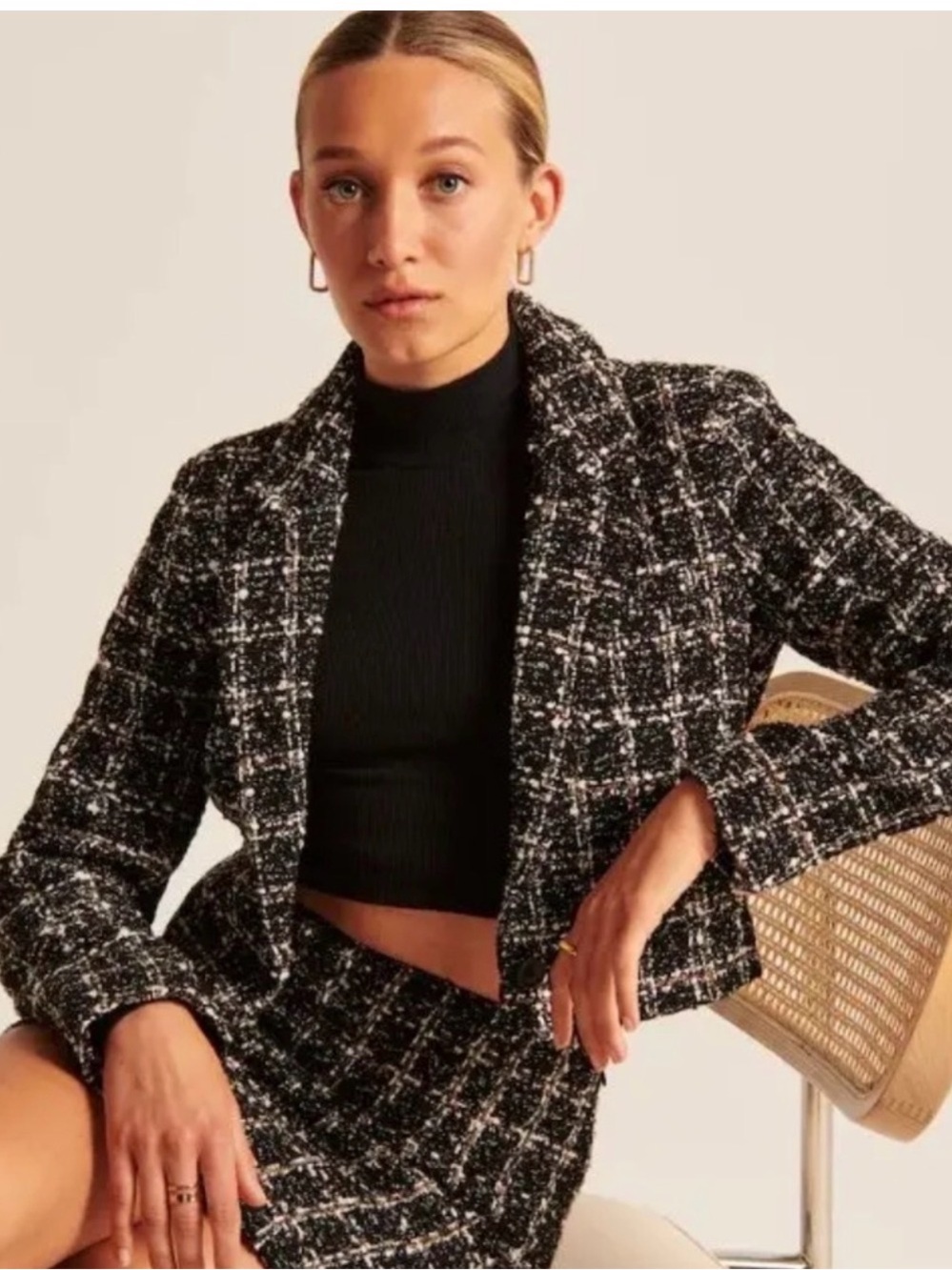 Abercrombie & Fitch Black and White Tweed Blazer